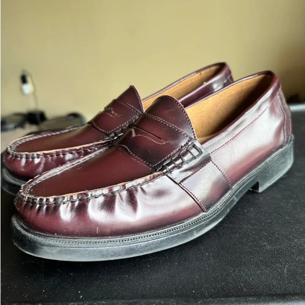 Nunn Bush Lincoln Penny Loafers Men’s Size 12 Burgundy Leather Moc Dress Shoes